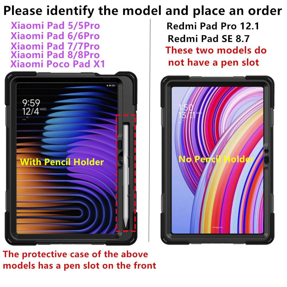 Чехол для Redmi Pad Pro 12.1 SE 8.7 дюйма Ударопрочный чехол для Mi Pad 8 7 6 5 Pro 11 11.2" Poco Pad X1 Чехлы для планшетов