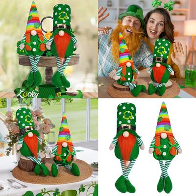 День Святого Патрика Гномы с длинными ногами Плюшевые куклы Фигурка для праздничного украшения стола Лепрекон Шведский эльф Мягкая игрушка