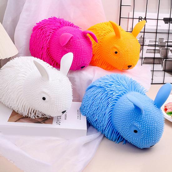 Stress Relief Animal Squeeze Toy Long Hairs Rabbit Dog Cat Sensory Toy Portable Stretchy Animal Shape Stress Ball Decompression Toy