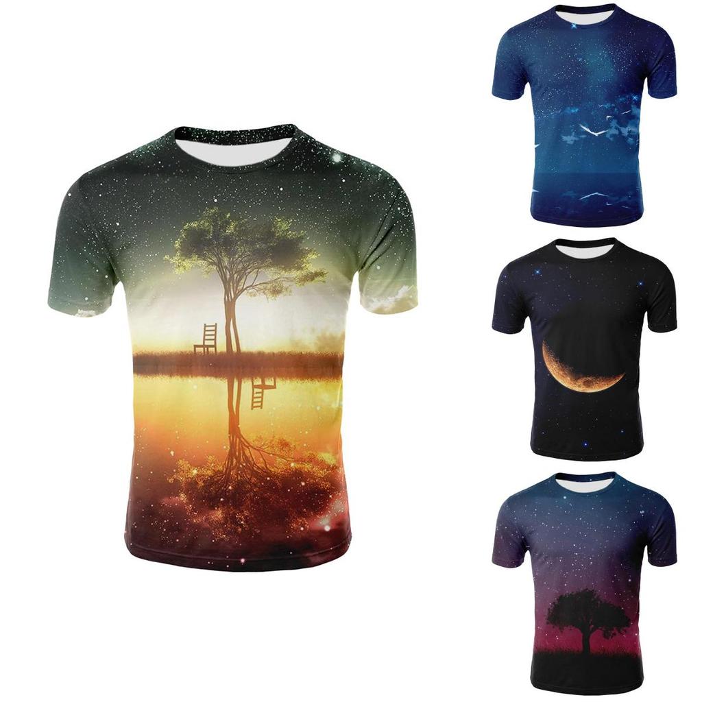 Modale Summer T Shirt For Youth With Digital Space Starry Sky 3d Print Casual Top