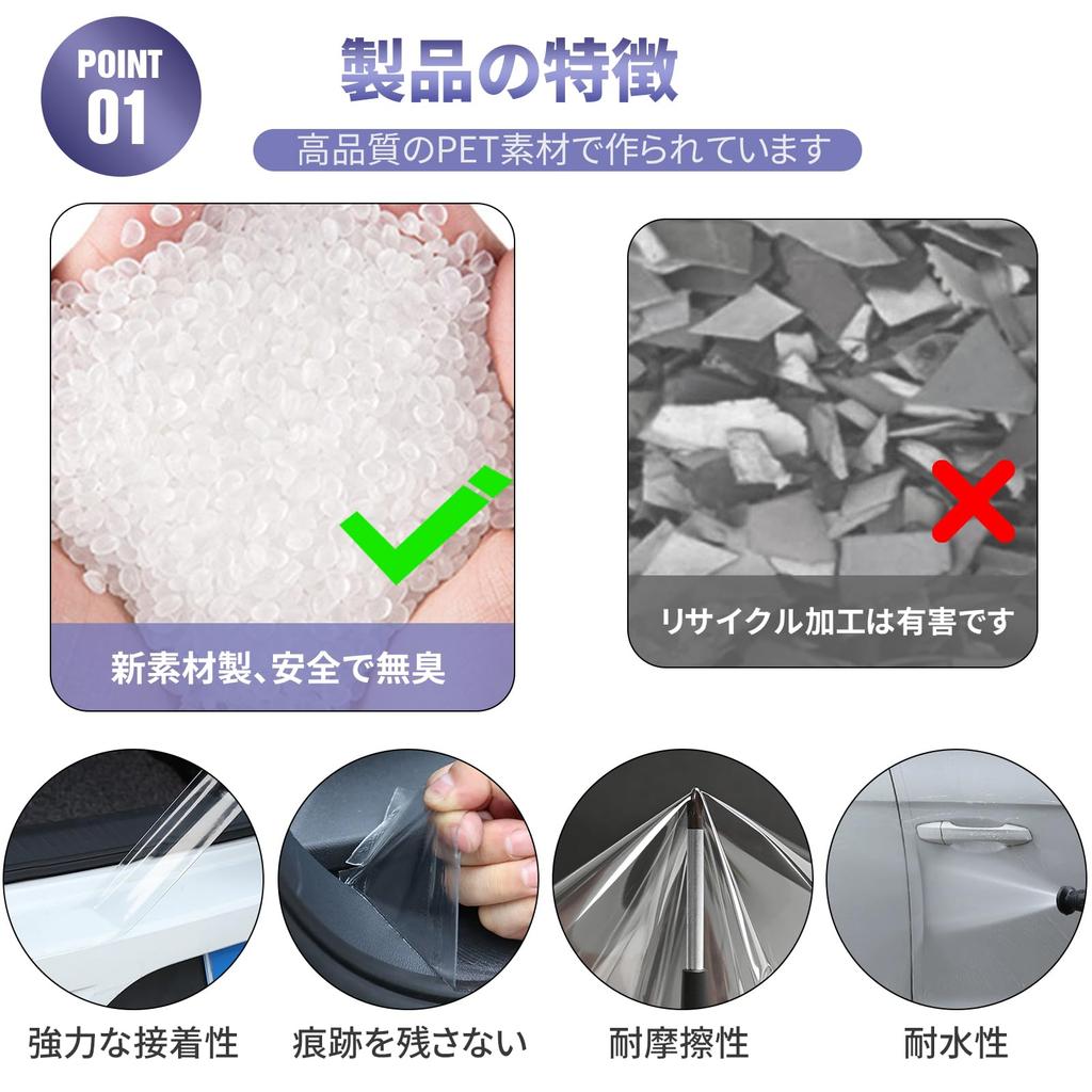 NAGANORI Car Door Film, Tape-type, Body Car Wrapping Film, DIY, Car Door Bumper Protection,