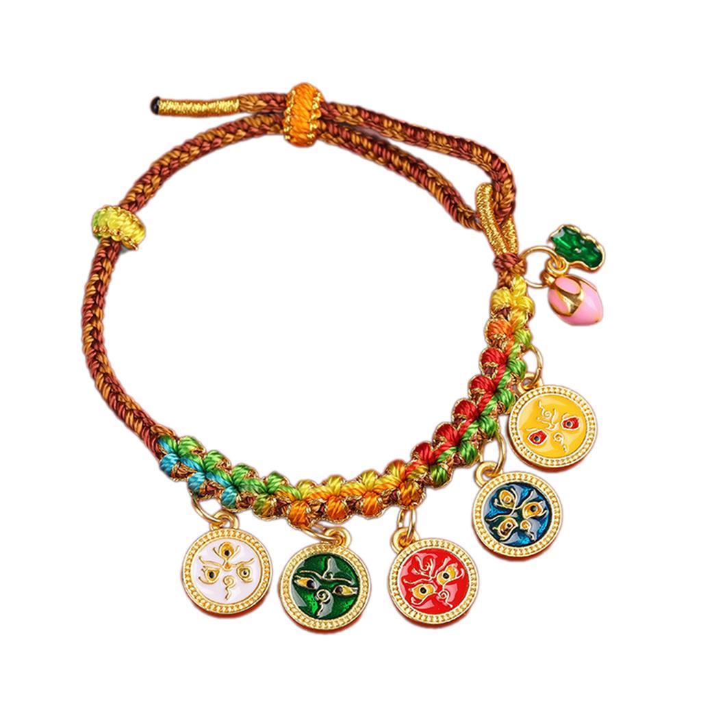 Удобный браслет из хлопковой нити Тибетский браслет Пять путей Бог богатства Ручная цепочка Стильный браслет для повседневной носки