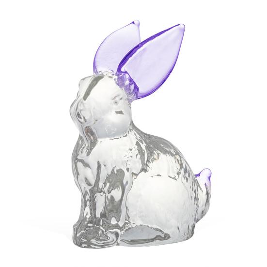 Стеклянная фигурка кролика, прозрачное украшение в виде кролика с окрашенными ушами, коллекционное центральное украшение в виде кролика для стола, весеннее пасхальное украшение