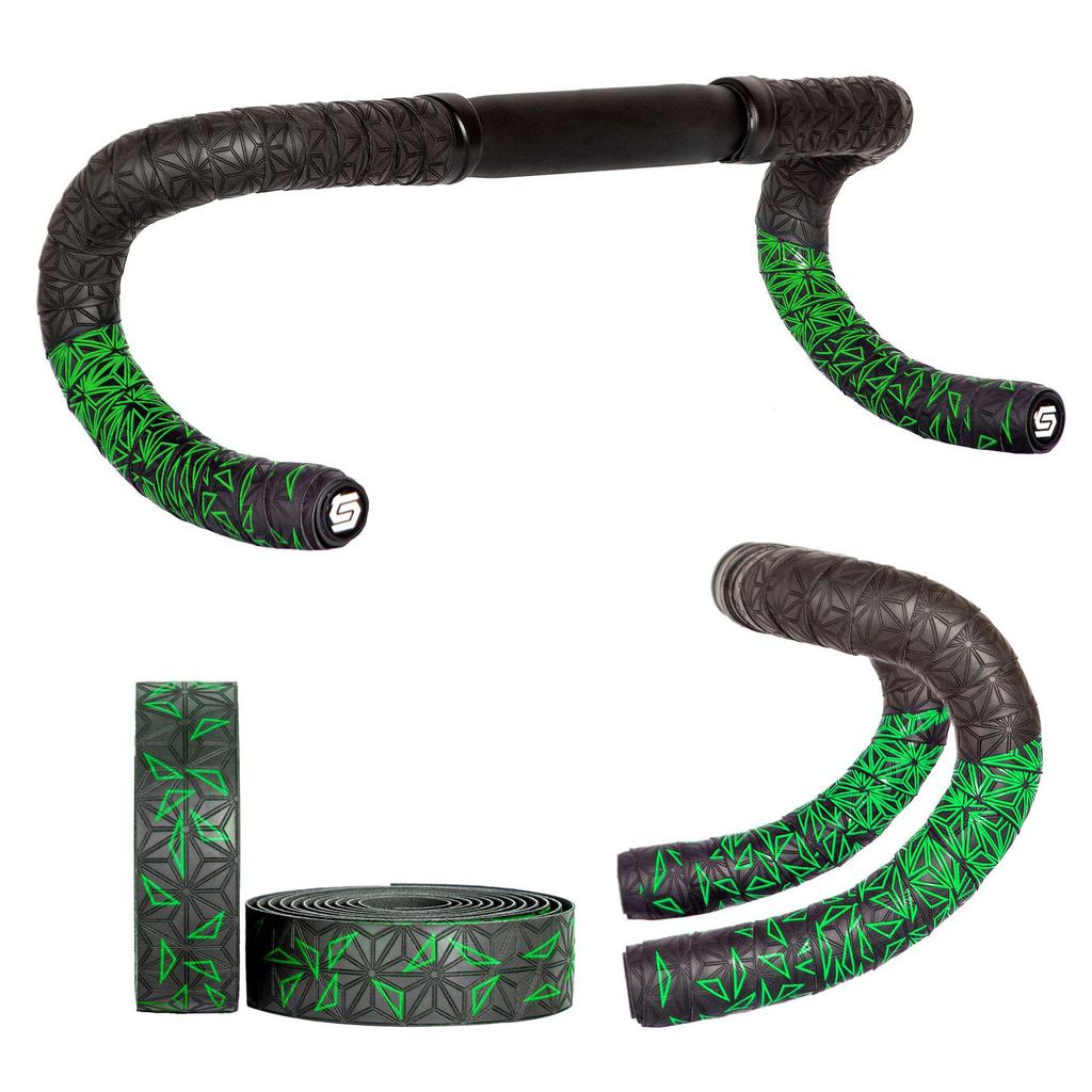 Амортизирующая градиентная лента для руля велосипеда с узором хризантемы - дышащая, двухцветная, износостойкая ПУ для шоссейных велосипедов.