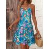 Plant Print Spaghetti Strap Dress, Vacation Sleeveless Cami Dress For Spring & Summer, Women's Clothing