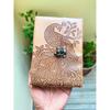Peacock Embossed Handmade Leather Diary With Lock, Locked Journal, Writing Fancy Notebook, Medium Size Leather Notepad, Writers Paradise