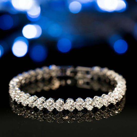 Elegant Women's Dazzling Rhinestone Bangle Bracelet Wedding Engagement Jewelry