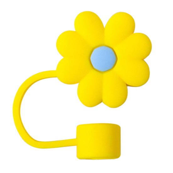 9Pcs Cute Floral Straw Sleeves with Durable Silicone Plugs Deform-resistant Break-resistant Colorful Straw Covers