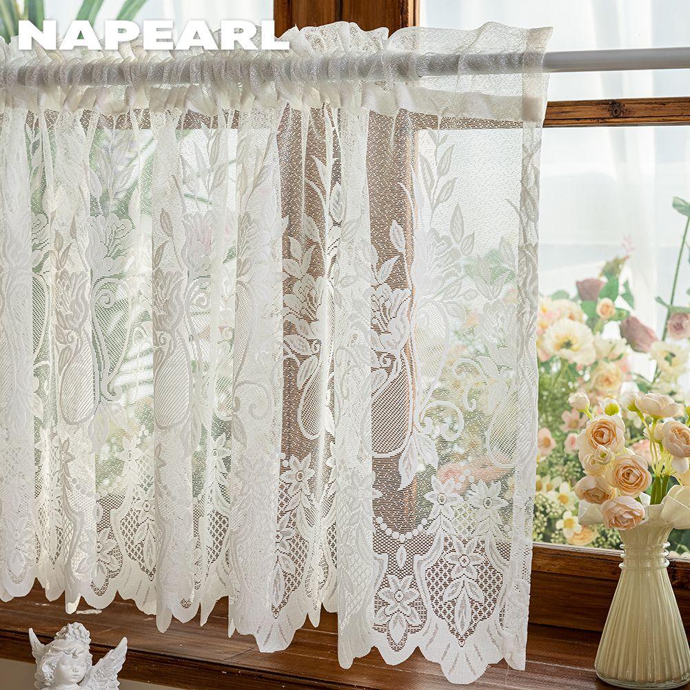 1 шт. NAPEARL Французская ретро кружевная короткая занавеска, деревенский стиль, легкая прозрачная занавеска для гостиной, кухонного шкафа, окна, домашний декор