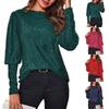 Fashion Loose Fit Long Sleeve Sequined Round Neck Women's Tops T-Shirt