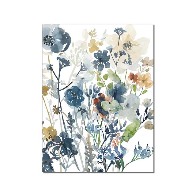 Оригинальный дизайн, абстрактный синий цветок, холст, картина, скандинавское зеленое растение, печать плакатов, настенная живопись для гостиной