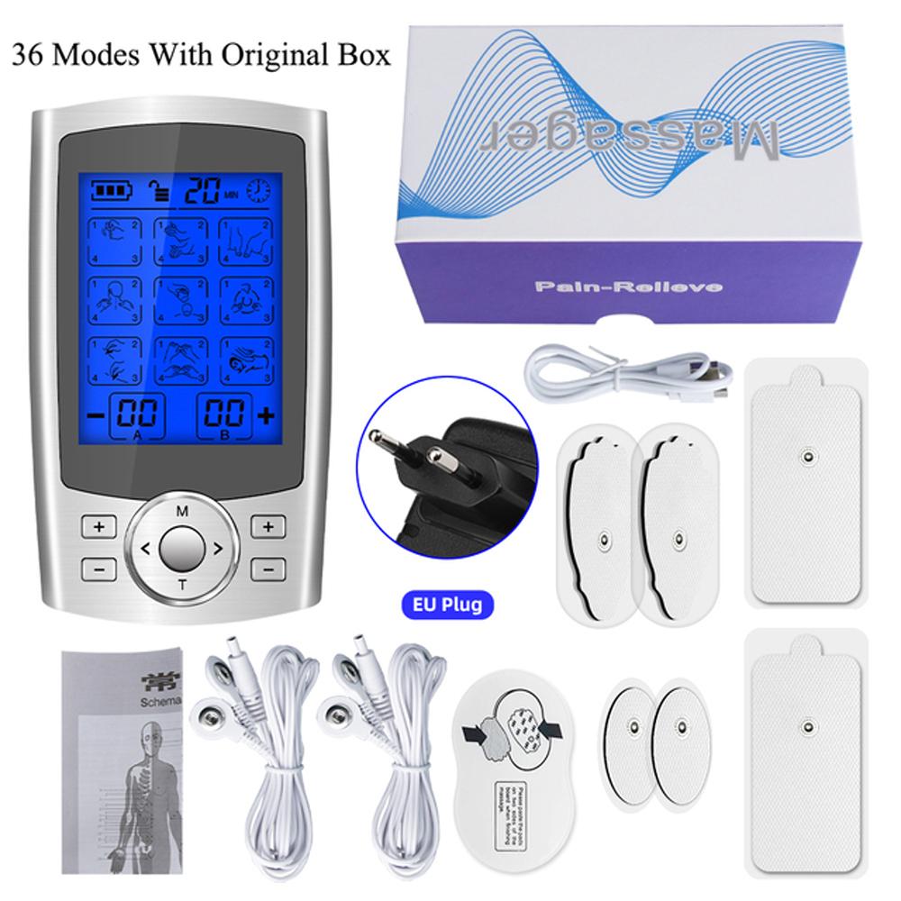 Tens мышечный стимулятор 36Mode Electric EMS трехканальный акупунктурный массажер для ухода за телом цифровой терапевтический аппарат электростимулятор