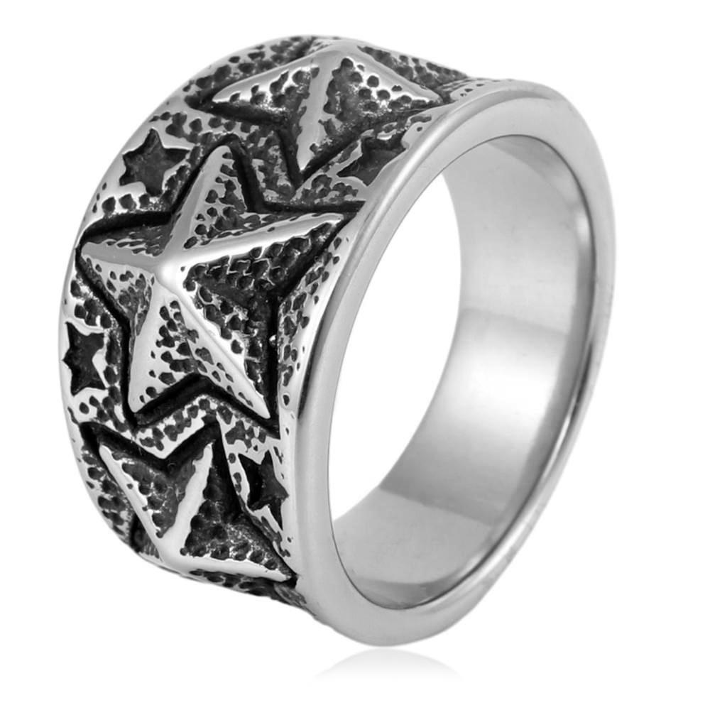 2026 Vintage Men's Jewelry Ring Multiple Three-dimensional Pentagram Ring