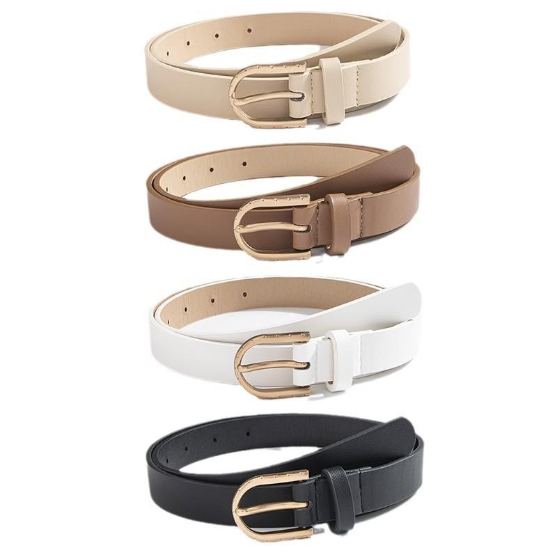 Minimalist Womens Faux Leather Belt With Oval Buckle For Office Use