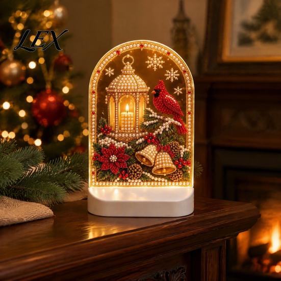 Modern Desktop Ornaments Christmas Pearl Light for Holiday Home Decor, Acrylic LED Decorative Bookshelf Entry Bedside Lights Lamp with Soft