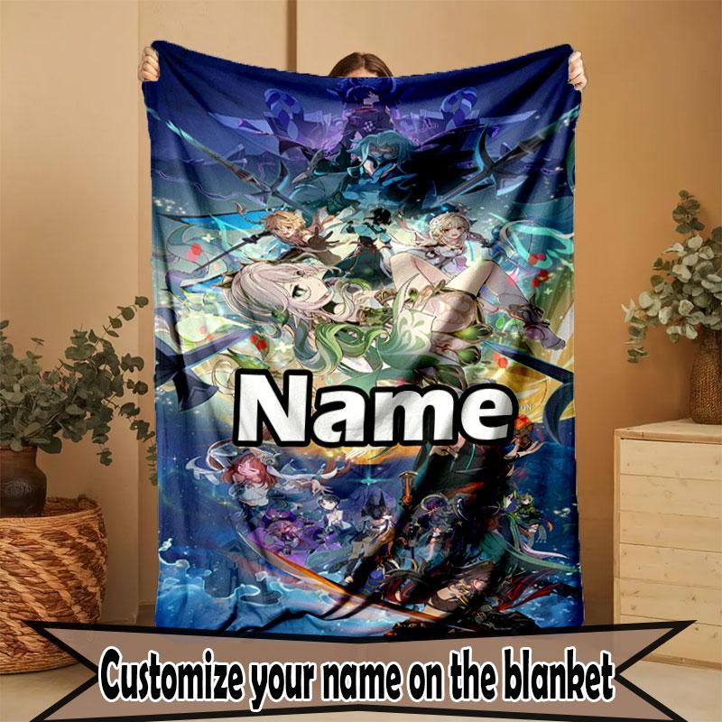 Custom Name Personalized Genshin Impact Print Blanket, Home Decor, Bedroom, Sofa, Camping, Couch, Gifts for Birthday Christmas