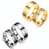 Women Men Love AAA CZ Golden Silver 18K Gold Plated Wedding Band Ring Stainless Steel Couples Ring