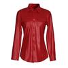 Women's Casual Long-Sleeve Faux PU Leather Jacket with Chest Pocket