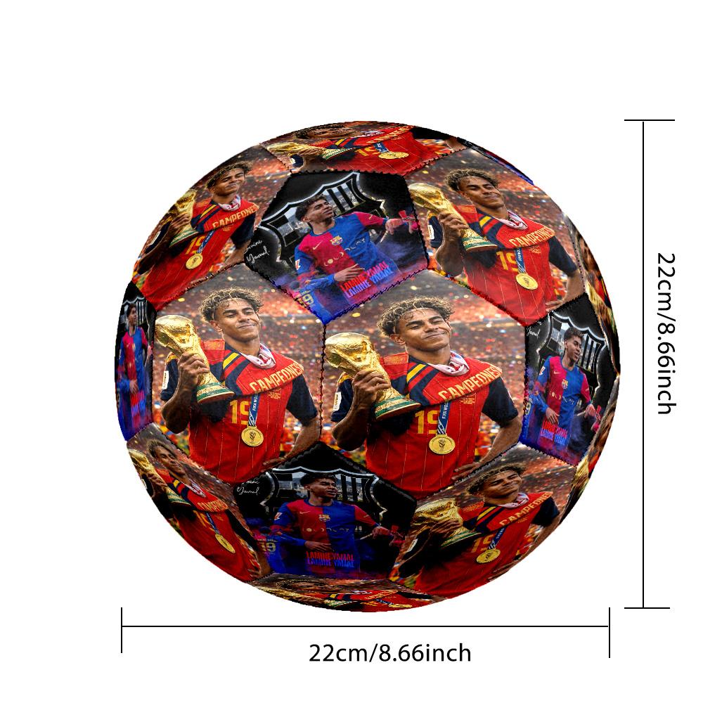 Lamine Yamal 19 Champion Celebration Moment Size 5 Soccer Ball Machine-Stitched Indoor/Outdoor Training and Matches Sports Enthusiast Gifts