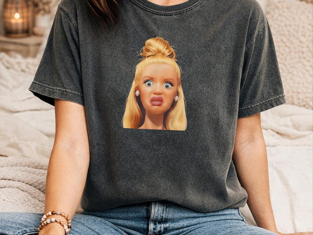 Shocked Doll Comfort Colors Shirt, Disgusted Doll Funny Ironic Shirt, Unhinged Inappropriate Shirts, Women Disgusted Look Meme Tee