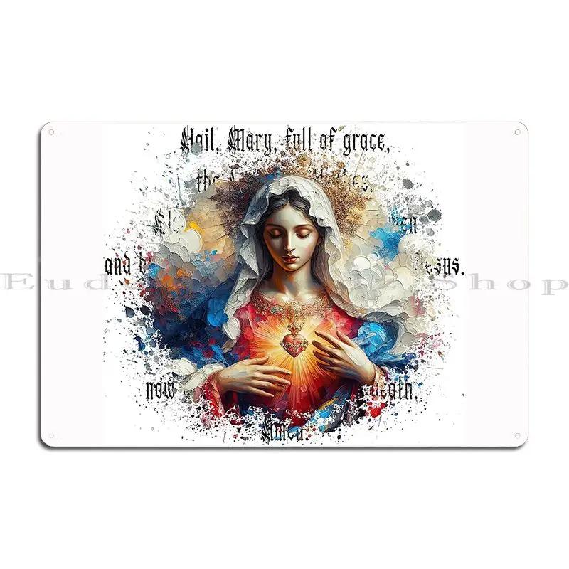 Holly Maria Mary Jesus Virgin Mary Madona Metal Plaque Cinema Plates Decoration Character Wall Plaque Tin Sign Poster