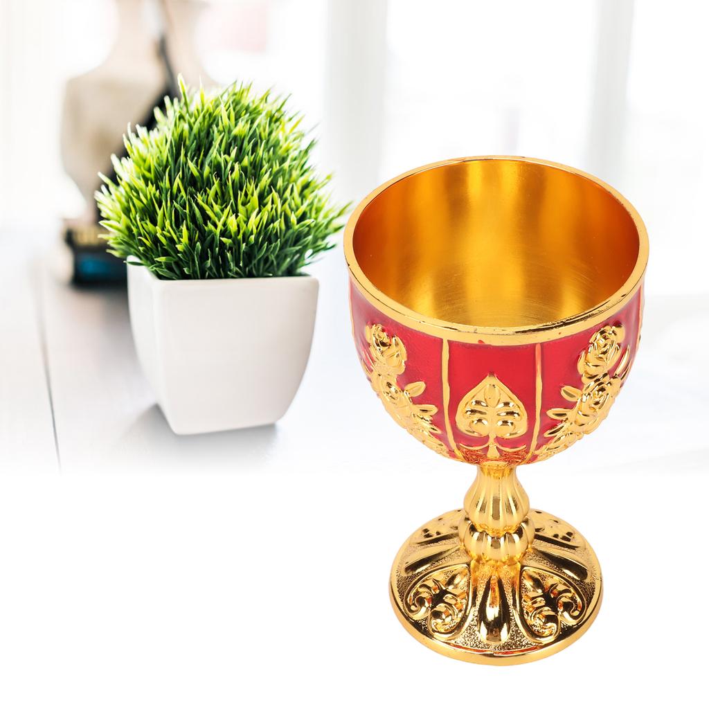 Gold Chalice 4 Inch High Zinc Alloy Retro EmNaBossed Flower Pattern Elegant Pimp Cup for Party Banquet Bar