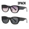 2PACK Fashion Rectangle Gradient Sunglasses Stylish Polygon Shades Big Frame Outdoor UV400 Sun Glasses White Black for Women