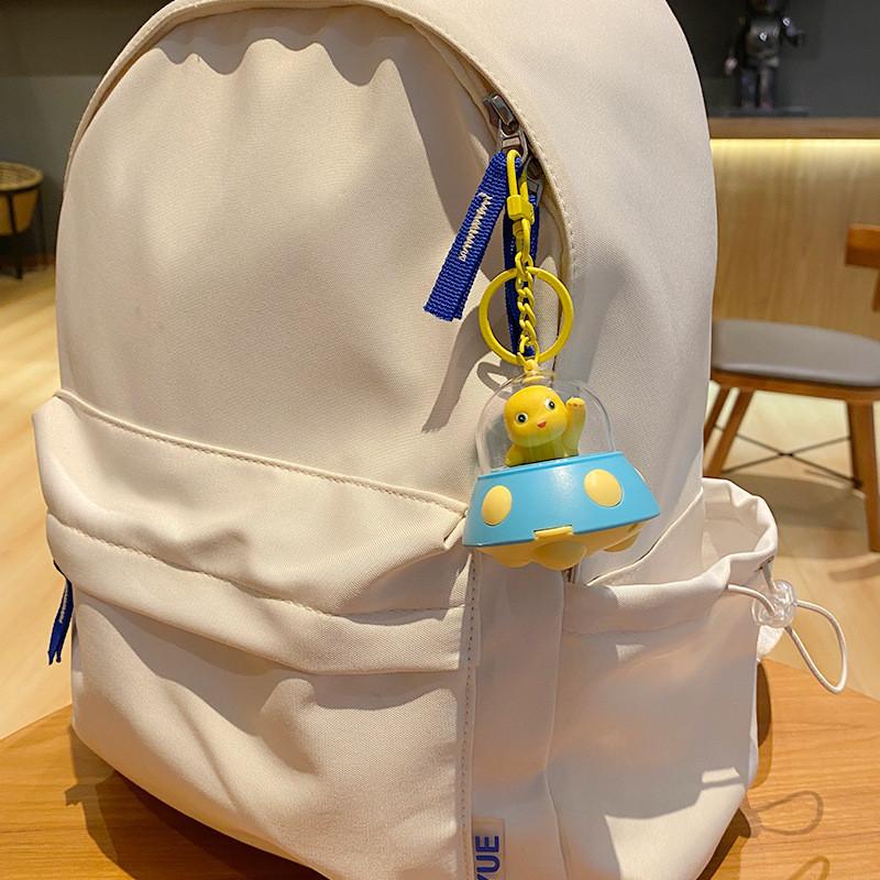 Adorable Red Silicone Ufo Projection Keychain Cute Couple Gift Bag Charm