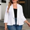 Plus Size Women Suit Coat Lapel Long Sleeve Ruffle Hem Open Front Suit Jacket Solid Color Versatile Business Outerwear