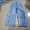 Feather Spliced Washed Jeans Women Baggy Wide Leg Denim Pants Y2K High Waist Fashion Streetwear 2025 Spring Straight Jean Trousers