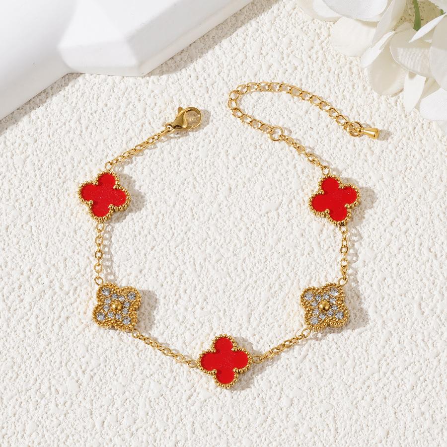 18k High-Grade Titanium Steel Bracelet Premium Feeling Women's Four-Leaf Clover Bracelet Fashion Hand Jewellery