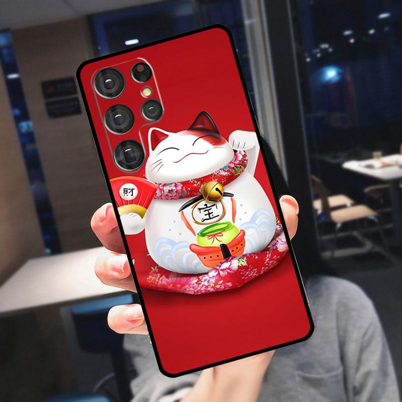 Чехол Maneki Neko Счастливый Кот Удачи для Samsung Galaxy S23 S24 S25 Ultra S21 S22 S20 S9 S10 Plus S21 FE S24 FE