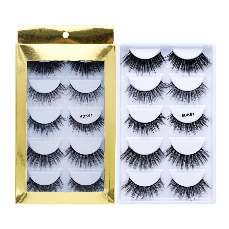 Многослойные трехмерные химические волокна накладные ресницы 5 пар натуральных густых ресниц тонкие завитые накладные ресницы