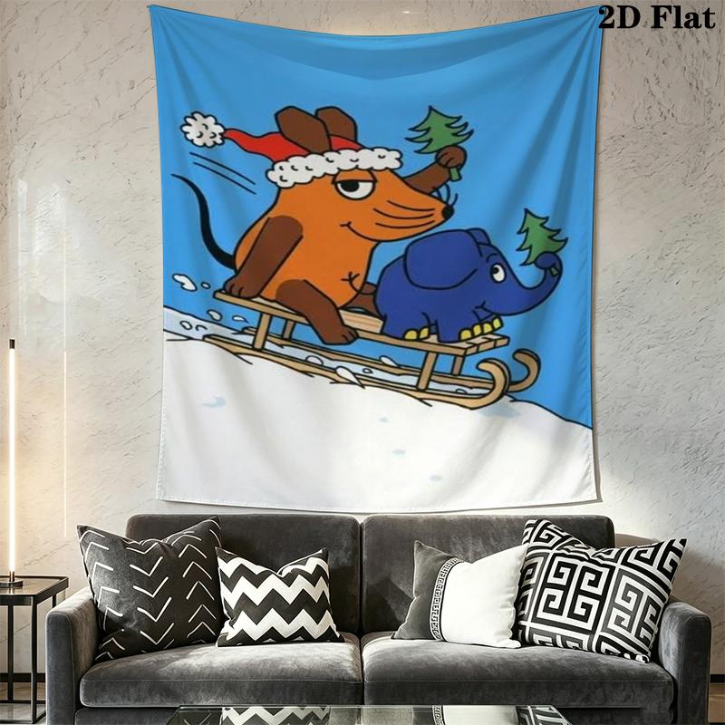 Die Maus Wall Tapestry Aesthetic Wall Hanging Printed Fabric Blanket Decorative Tapestries for Bedroom Living Room Home Decor