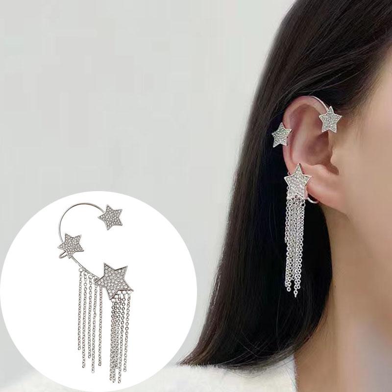 1 шт., милые серьги с инкрустацией из циркона, лунной звезды, клипсы для ушей, женские серьги-манжеты для женщин, ювелирные изделия, зажим для ушей без пирсинга