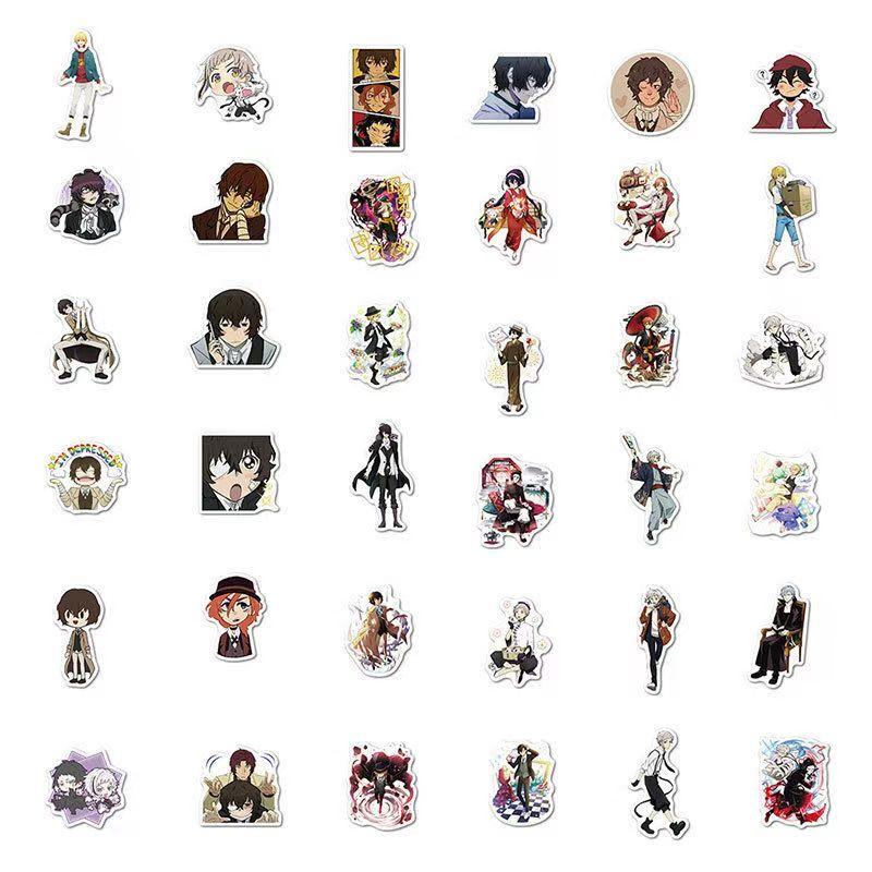 Цветные наклейки Bungo Stray Dogs, 100 листов(не повторяется), Водонепроницаемый и солнцезащитный крем