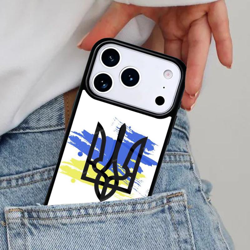 Мягкий чехол для телефона с флагом Украины Тризуб для iPhone 17ProMax 12 13 14 15 16e 17 Pro Max Plus Air Cover