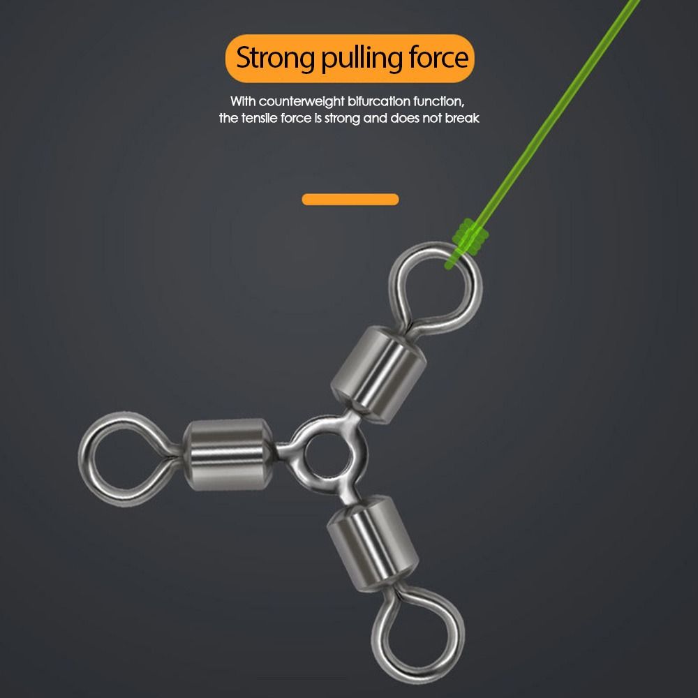 Hot High Quality Durable 3 way Bearing Fishing Rolling Swivels Connector Tackle Solid Rings