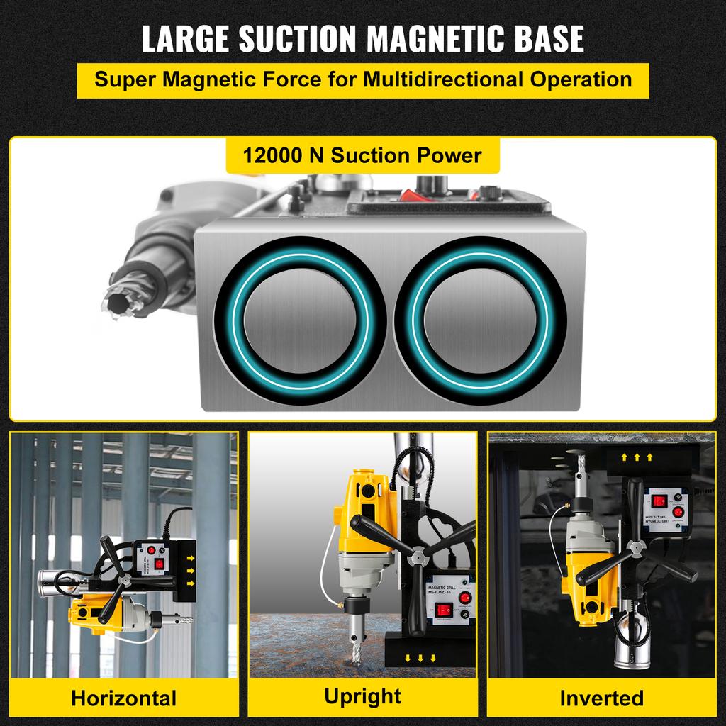 SucceBuy Магнитный сверлильный станок 980 Вт 1100 Вт 1200 Вт Электрический настольный сверлильный станок Машина Инженерная стальная конструкция MD40 MB23 BRM35