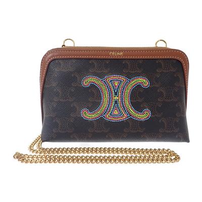 CELINE 10E382EGK.14ML Сумка через плечо Коричневый ПВХ Женская