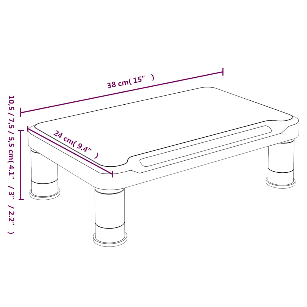 Monitor Stand Black 38 x 24 x 10.5 cm