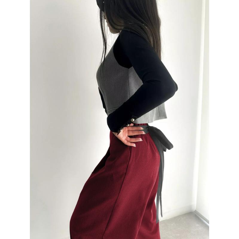 Suit Wide Leg Pants Advanced Sense of Solid Color Temperament Commuter Slim Pants Woman