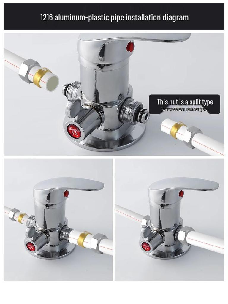 Exposed Shower Mixer Valve with Hot/Cold Faucet and Shower Head for Solar Heaters