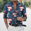 Spring Autumn Men Long Sleeve 3D Digital Print Christmas Shirt Men Casual Cardigan Shirt Tops