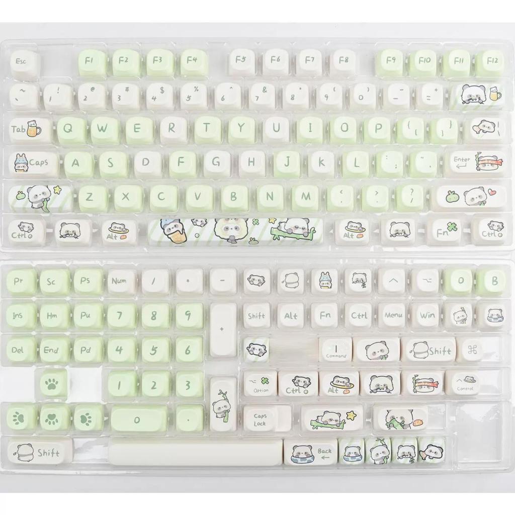Набор колпачков для клавиш Ice Cream Bear Cute Blue Keycaps Set - сублимированный, 75-98 клавиш, полный набор для механических клавиатур