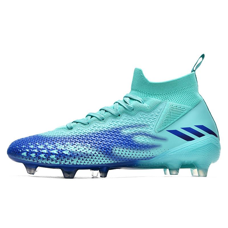 Новые футбольные бутсы мужские высокие с длинными шипами бесшовные из летучего трикотажа с поломанными шипами мужские и женские для молодежных тренировок и игр