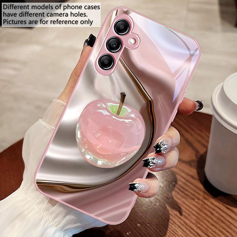 Прозрачный цветной яблочный чехол из стекла для Samsung Galaxy A14 4G 20 30 52 20S 21S 22 32 33 34 42 50 51 53 54 70 71 72 73 5G