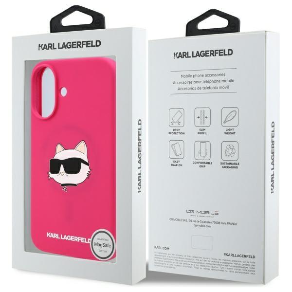 Karl Lagerfeld Klhmp16Sschpplf Iphone16 6.1 Fuksja/Fuschia Hardcase Silicone Choupette Head Print Magsafe