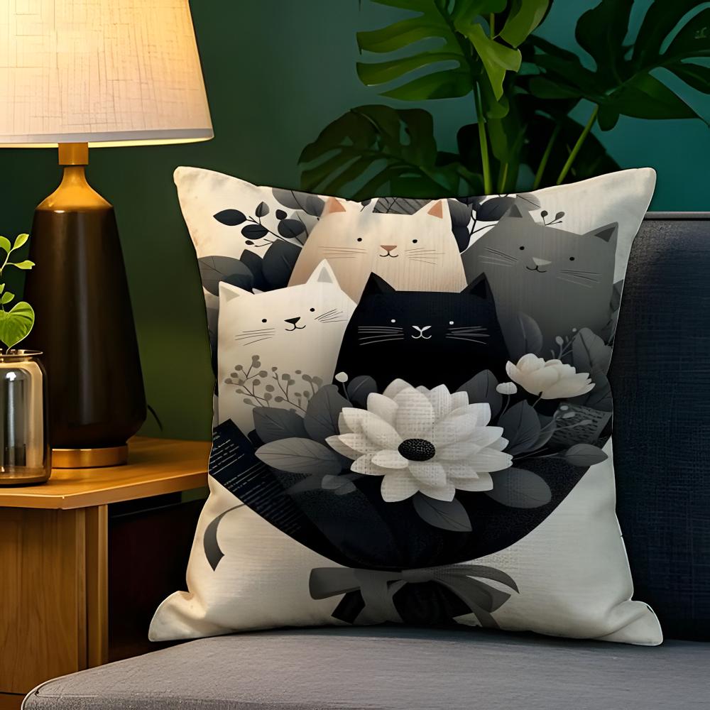 Funny cute cat peeking out Pillow Case Natural Linen Pillow Case DoubleSided Decor Sofa Pillowcase Home Decor