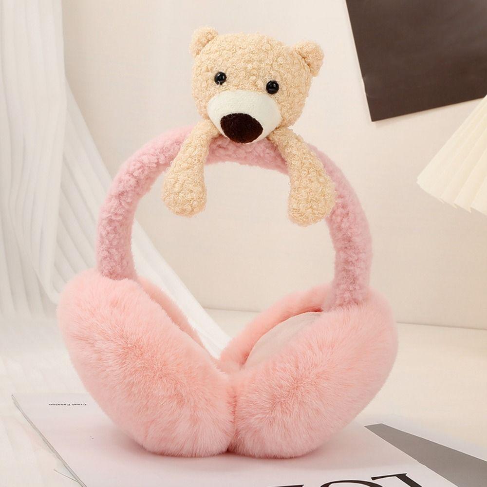 Soft For Children Stuffed Funny Unisex Female Ear Flap Bear Shape Earwarmer Cute Cartoon Earmuff